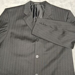 Gianco Polo Blazer Men 42R Black 3 Button Suit Preppy Super 140s Wool Sport Coat